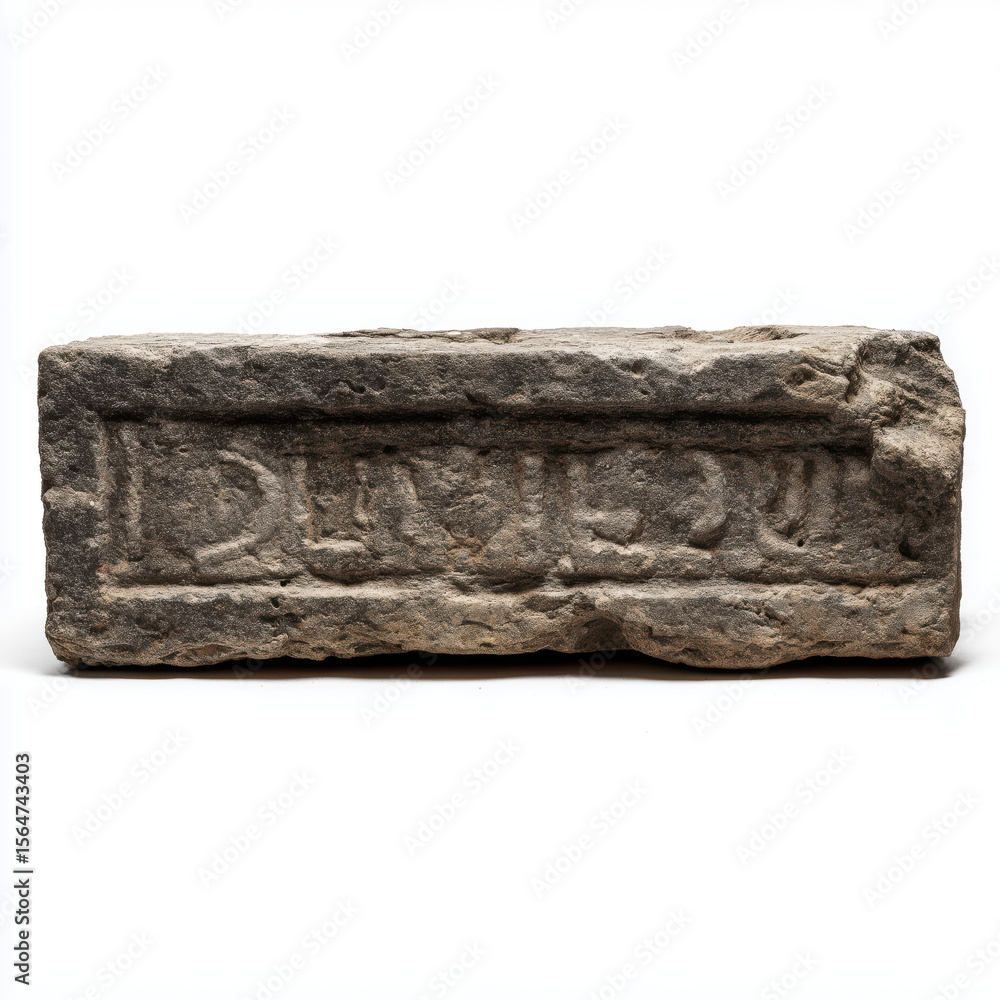 Fototapeta premium Ancient Carved Stone Slab - Historical Artifact , PNG isolated cut out image