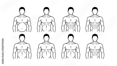 Vector art of man body shapes isolated on white background