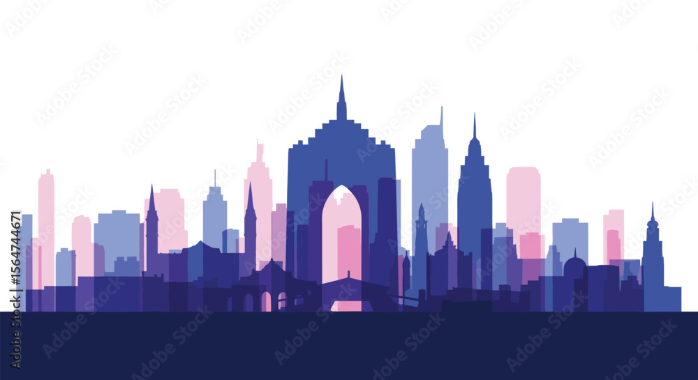 Fototapeta premium Urban Landscape City Skyline Silhouette Night View