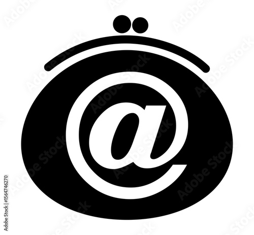 Internet Wallet icon on transparent background, flat line design, vector illustration