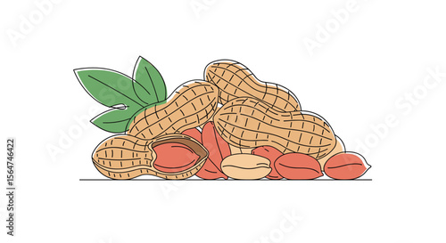 Pile of Peanuts in Shells and Shelled Peanuts