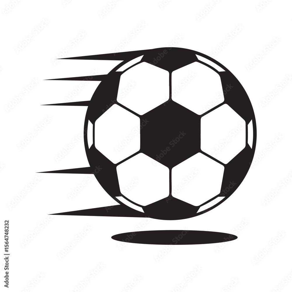 Fototapeta premium Soccer and football Sport Icon Set with Dynamic Splatter, Abstract Motion Soccer Ball Silhouette Set on White Background
