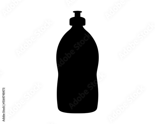 Silhouette of Dish Soap Bottle with Push Top for Dispensing Soap