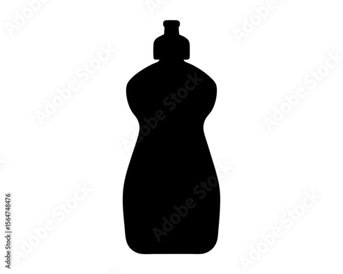 Silhouette of dish soap bottle against a white background, modern and sleek