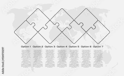 Seven steps line infographic, puzzle diagram