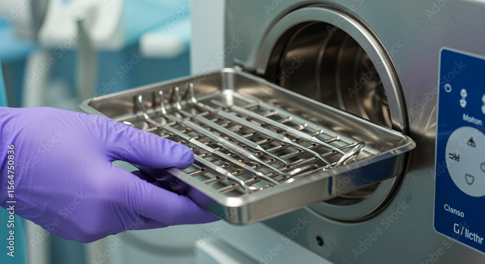 Dental Sterilization: Hygienist Removing Tools from Autoclave | Sterile Dental Instruments, Infection Control, Healthcare & Hygiene Dental Sterilization: Hygienist Removing Tools from Autoclave | Sterile Dental Instruments, Infection Control, Healthcare & Hygiene