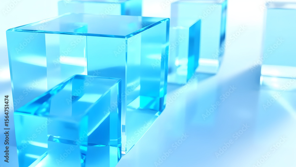 Clear blue glass cubes isolated on a transparent background Clear blue glass cubes isolated on a transparent background