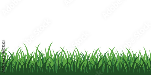 Flat Vector Green Grass Border with Layered Leaf Elements, Simple Natural Frame for Background Design