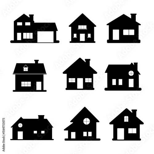 Home silho็uette isolated on white background. Home logo, Distinct Shape Artistic Design.Vector icon.