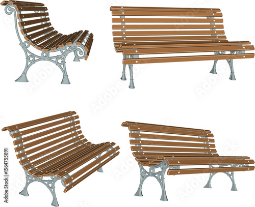 vintage retro classic garden iron bench chair design vector sketch illustration