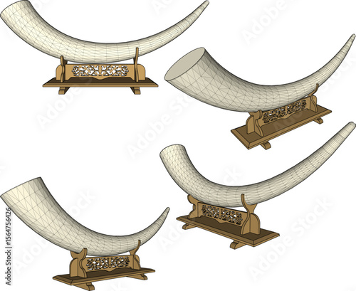 Vector sketch illustration of elephant ivory room decoration design with marble 