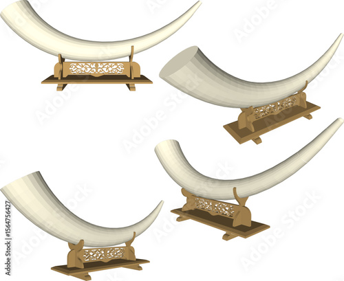 Vector sketch illustration of elephant ivory room decoration design with marble