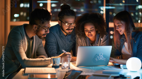 Wallpaper Mural A multicultural team working together on a laptop in a sleek Torontodigital.ca