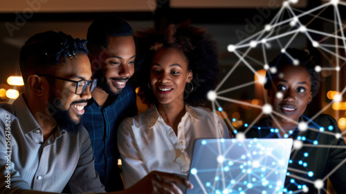 Wallpaper Mural A multicultural team working together on a laptop in a sleek Torontodigital.ca