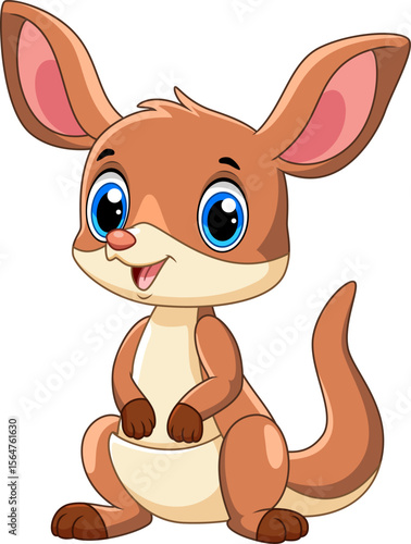 Illustration of Little cute kangaroo cartoon on white background