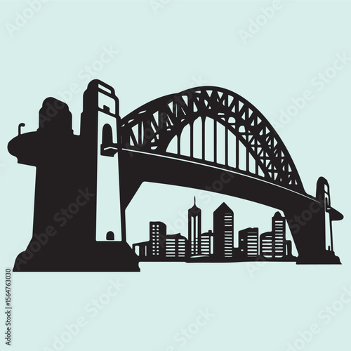 Iconic Harbor Bridge of Sydney Architectural Silhouette