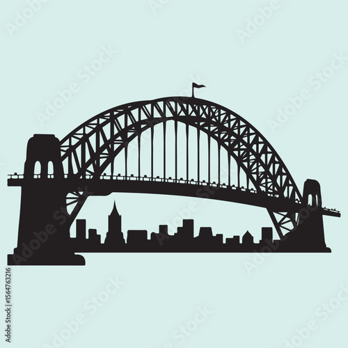 Famous Australian Bridge Silhouette Minimal Landmark Vector