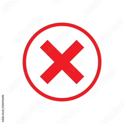 Red x in circle icon vector flat illustration design. Red cross icon.