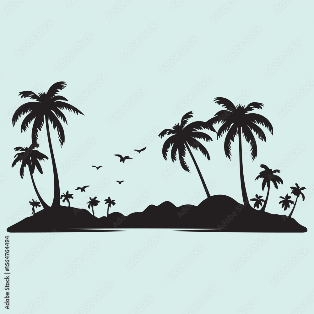 Fototapeta premium Beach Landscape Constructor Silhouette Scene Creator Pack