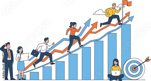 Business growth strategy team success financial chart career development goal