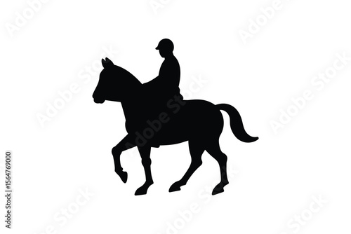 Equestrian Horseback Riding Silhouette of Rider and Horse Silhouette