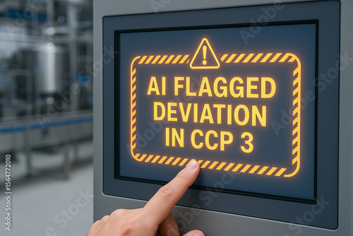 AI flagged deviation on control panel highlights critical point in hazard analysis for HACCP system ensuring food safety and quality control