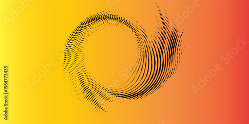Halftone circular dots frame set. Isolated circular dots texture on orange and yellow background. Dotted spray texture.modern.
