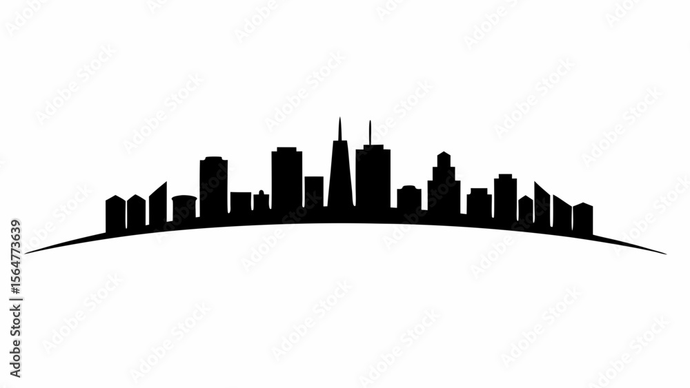 Naklejka premium Silhouette of a cityscape with various buildings and skyscrapers against a white background view vector