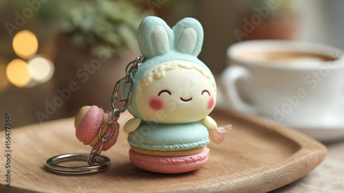 Cute Bunny Macaron Keychain Figure