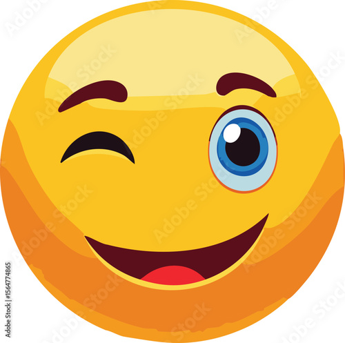 Sassy Emoji Giving a Side-Eye with a Sarcastic Wink and Raised Eyebrow