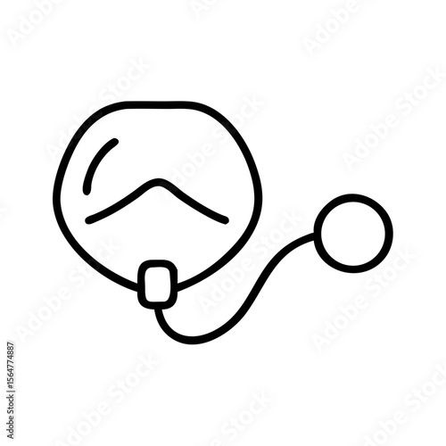 Oxygen mask icon in black outline style on white background
