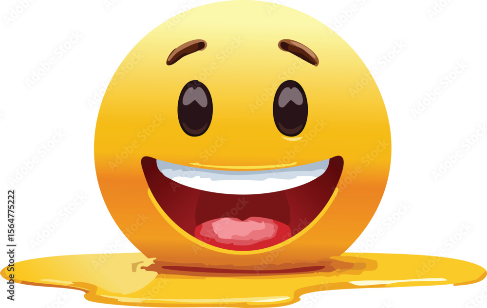 Fototapeta premium Trendy Melting Emoji Face Dripping with Surreal Expression