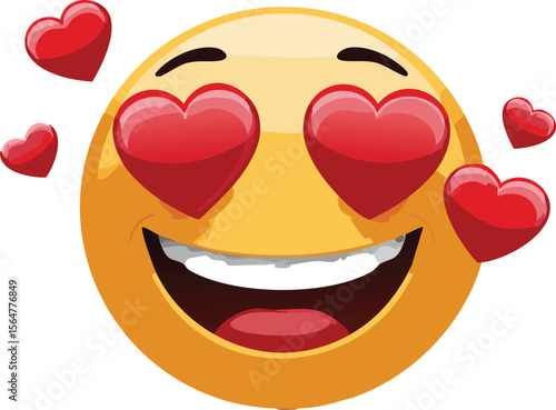 Overjoyed Emoji Face Blowing Out Popping Hearts with Delight