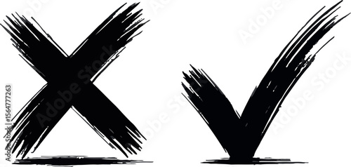 Check mark and x mark vector illustration for correct and incorrect choices