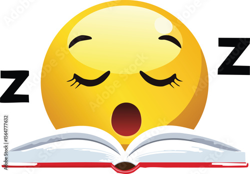 Sleepy Emoji Dozing Off with an Open Book on Its Lap