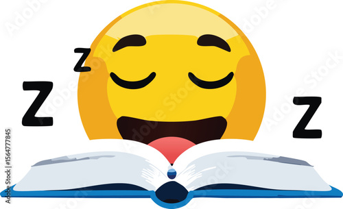Sleepy Emoji Dozing Off with an Open Book on Its Lap