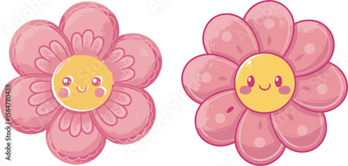 set of funny flowers