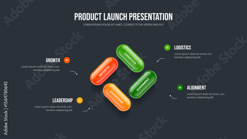 Investor Review Four Element Infographic Frame Design. Consulting Plan 4 Option Diagram Slide Template. Business Profile Slideshow Layout Vector Illustration.