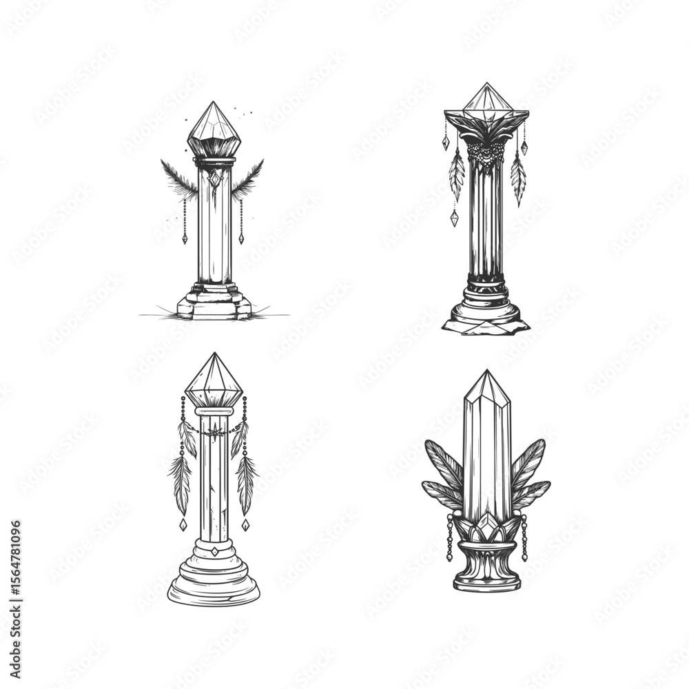 Fototapeta premium Crystal gem pillar design vector template illustration