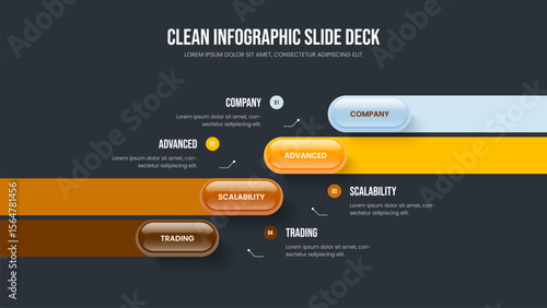 Consulting Development Frame Design Vector Illustration. Business Plan 4 Step Infographic Presentation Layout. Marketing Insight Four Element Diagram Slide Template.