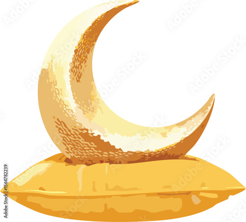 Sleepy Moon Nestled Comfortably on a Fluffy Pillow