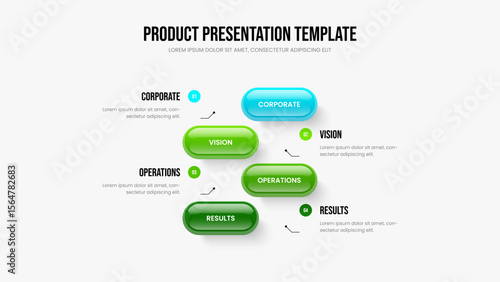 Advertising Briefing Four Element Diagram Slideshow Design. Project Report Presentation Layout Vector Illustration. Marketing Planning 4 Option Infographic Slide Template.