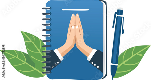 Excited Notebook and Pen Sharing a High-Five of Friendship