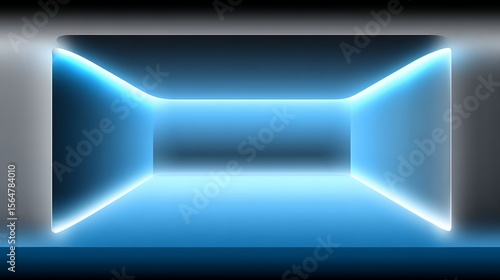 Illuminated Blue Abstract Space: Futuristic Perspective Minimalist Design Modern Aesthetic.