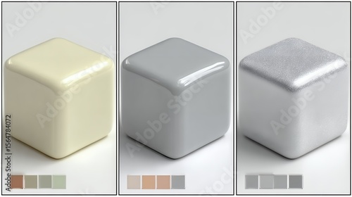 Three Shades of Polished Cubes: A Study in Neutral Tones.