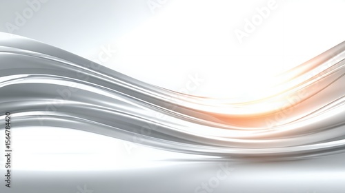 Abstract Silver Waves with Golden Light Modern Background Design.