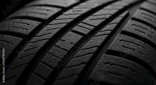Extreme Close-up of Tire Tread Pattern