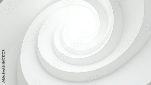 Abstract white swirling tunnel with soft light emanating from the center creating a sense of depth and movement