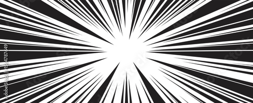 Explosion Burst Radial Light Beam Crush Glass. Speed Circle Spread Explode Effect for Anime Manga Comic Background. Vector Illustration