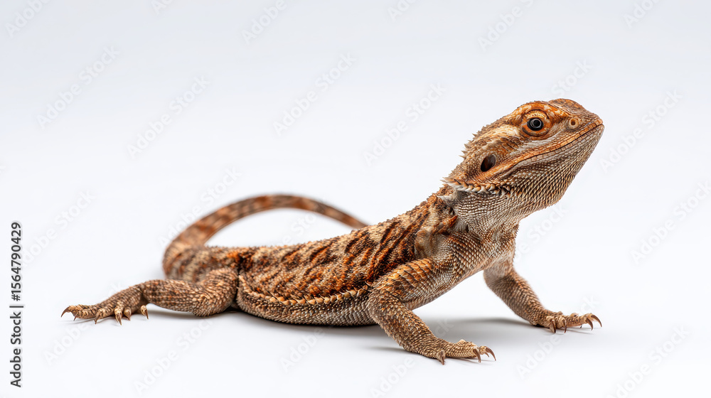 Naklejka premium Studio Photo of a Bearded Dragon Lizard on White Background